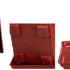 Amazon Brand - Solimo Square Pots for Plants with Bottom Tray | Indoor & Outdoor Flower Pot for Home/Office/Table/Garden/Balcony Decoration | 10 inch, Set of 10 | Brown