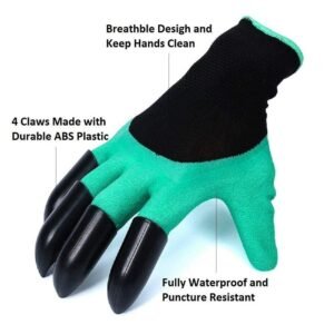 FreshDcart Gloves for Gardening Work – Heavy Duty Washable Gardening Gloves for Home Garden Use with ABS Claws on Right Hand Fingertips for Digging (Free Size, Green, Pack of 1)