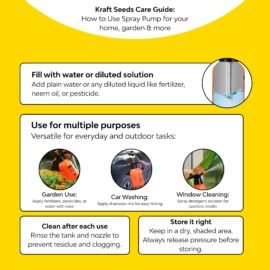 Kraft Seeds 2L Spray Pump for Plants | Garden Sprayer with Adjustable Brass Nozzle | Plastic Water Spray Bottle for Gardening, Car & Bike Wash | Leak-Proof Plant Watering pump, Easy-Fill Water Sprayer