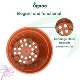 UGAOO UV Treated Gardening Pots and Planters for Plants (10 inch Brown/Terracotta Color Set of 3 Plastic Pots)