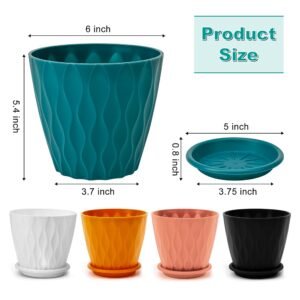 Eightiz Pack of 5 Round Flower Pots for Home Planters, Terrace, Garden Etc | Multicolor | Suitable for Home Indoor & Outdoor Gardening Plants(Mix Colour)