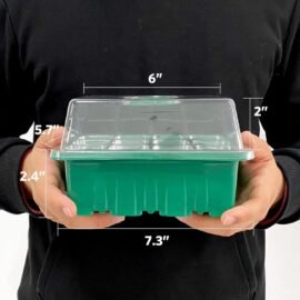 JERN® Seed Starter Tray Seedling Starter Kits, Plant Starter Kit with Humidity Domes and Base Indoor Greenhouse Mini Propagator Station for Seeds Growing Starting (12 Cells per Tray) (Pack of 1)