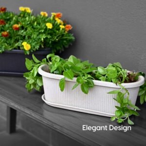 Eha Earth Friendly Regalia 12 Inch Pots and Planters Set of 2 | Bamboo Based, UV Protected | Plant Pots for Indoor & Balcony Window Flower Pots | Sand Castle