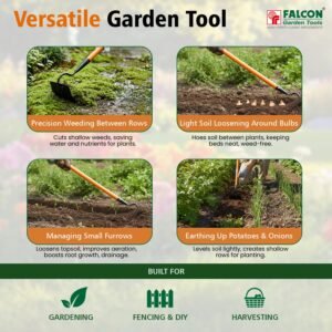 FALCON FOH-507 Garden Hand Hoe for Earthing Up Onions and Potatoes Agricultural Equipment for Farming (Pack of 1, Without Handle)