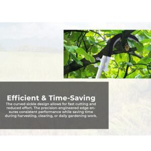 QATHAAL Heavy Duty Agricultural Hand Tool for Harvesting, Farming & Gardening | Tempered Steel Coconut Plucker & Grass Sickle Head | Tree Branch Cutting, Crop Harvesting & Garden Maintenance