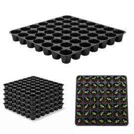Kraft Seeds by 10CLUB Seedling Tray - Pack of 5 (Black, 49 Holes) | 7x7 Cells Germination Tray | Nursery Trays for Plants | Reusable Hydroponic Trays for Garden | Germination Pots for Seeding