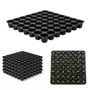 Kraft Seeds by 10CLUB Seedling Tray - Pack of 5 (Black, 49 Holes) | 7x7 Cells Germination Tray | Nursery Trays for Plants | Reusable Hydroponic Trays for Garden | Germination Pots for Seeding