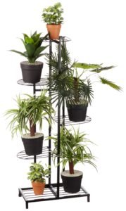 Amazon Brand - Solimo 6 Tier Metal Potted Flower Pot Stand (Black) | Multi-level Plant Stand For Garden Balcony Outdoor Indoor Living Room | Pot Stand (without pots)